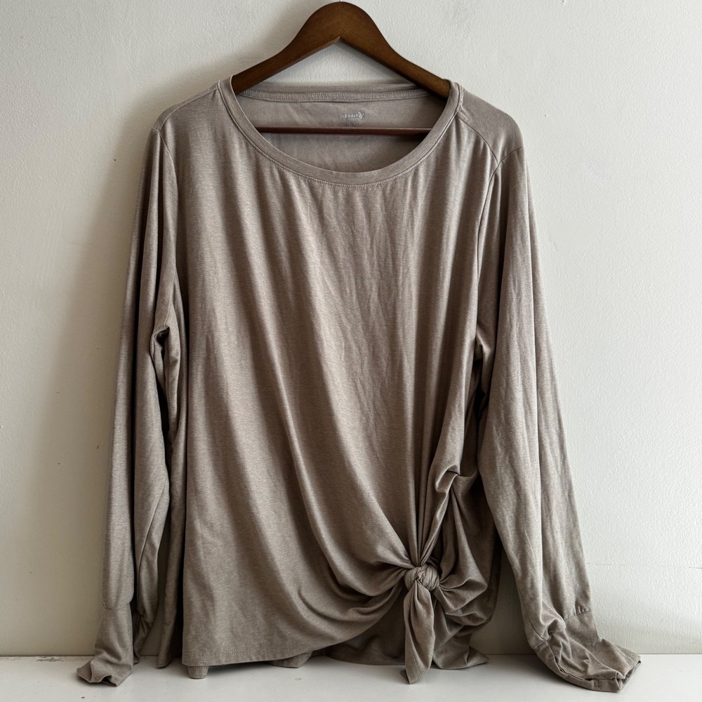 Old Navy Active Women's XXL Cloudmotion Long Sleeve Side Tie Knot Top Taupe TaN